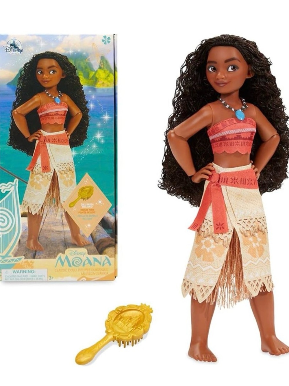 NEW IN BOX Disney Store Official Princess Classic Moana Doll, 11” with Brush